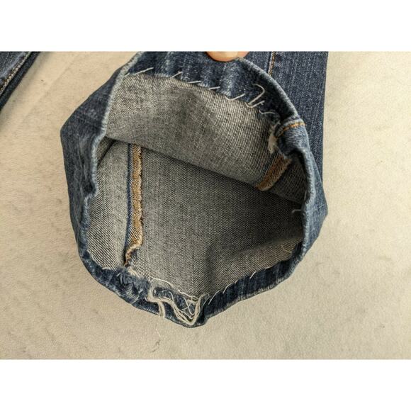 Levis 505 Straight Leg Boys Jeans Size 14 S Blue Denim Handsewn Hem 26.5 Inseam - Picture 4 of 6